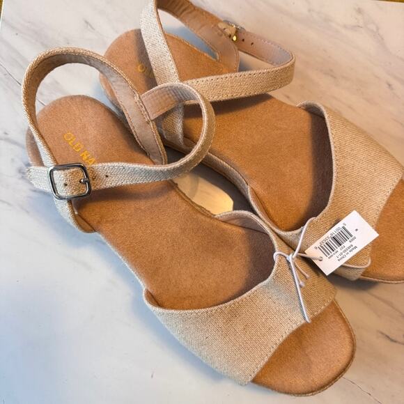 Old Navy Wheat Espadrille Heel Ankle Strap Sandals  Sz 9 NWT - Picture 3 of 10